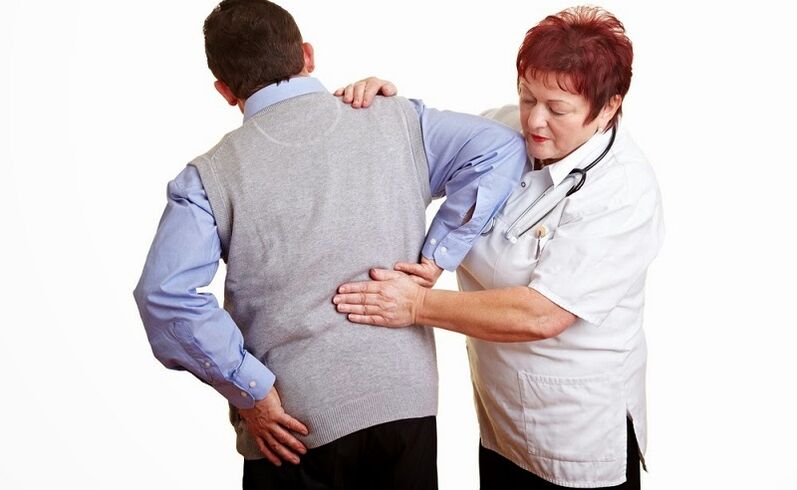 patient examination by a doctor for back pain